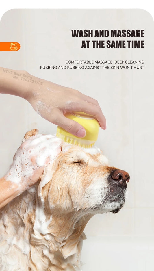 Pet Bathing Brush w/ Shampoo Dispenser